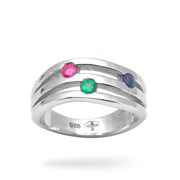 Bague rubis, saphir, emeraude argent Livia